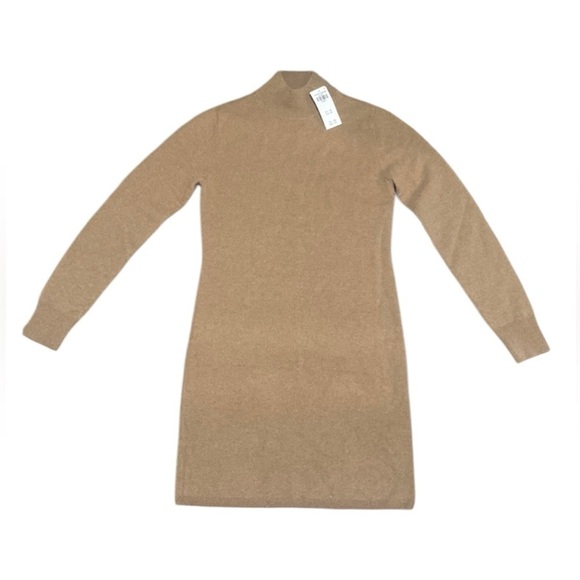 NWT Abercrombie & Fitch Cashmere Mock Neck Mini Sweater Dress Women’s XS P Camel - Picture 3 of 7